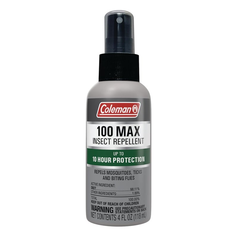 Coleman Insect Repellent Spray - 100% MAX DEET Insect Repellent Pump Spray, Protection Against Ticks, Mosquitoes, chiggers, gnats, Fleas and Flies, Ideal for Camping, Hiking, Outdoor Activities, 4oz - Image 1