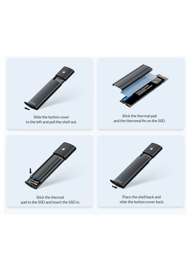Orico NVMe Enclosure External SSD Case USB 3.2 Type C Hard Drive Disk Cover 10Gbps HD Storage Box House  - Image 5