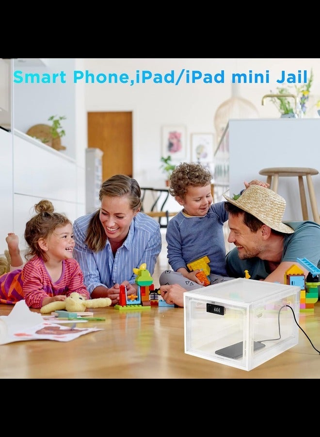 صندوق دواء قابل للقفل، صندوق تخزين طبي قابل للقفل، صندوق قفل كبير للأدوية والهاتف والطعام والسلامة المنزلية شفاف - Image 5