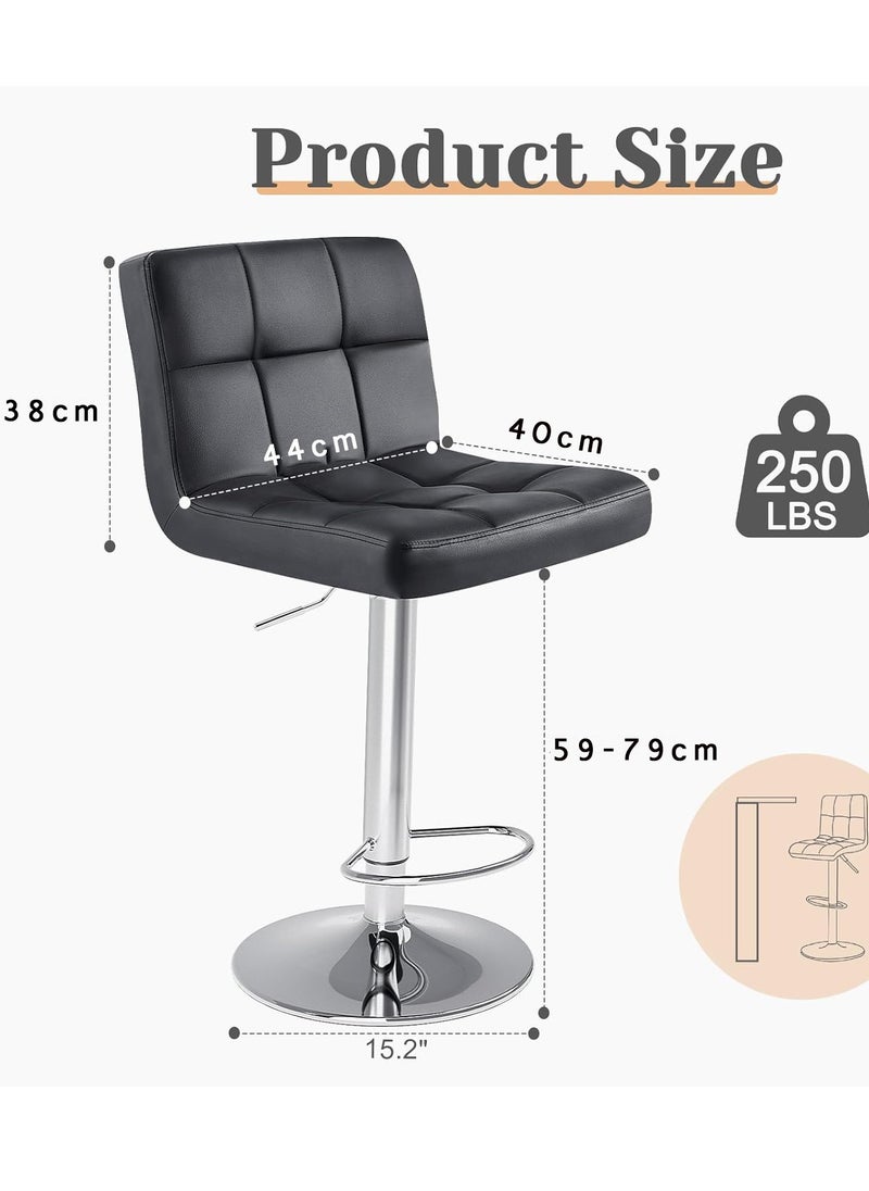 CityRiya-Long - Bar Stool PU Leather Bar Chairs Swivel Barstools Rolling Stool Vanity Chair Kitchen Counter Height Island Chairs Swivel Stool with Footrest for Home Office Studio Shop SPA Salon - Image 1