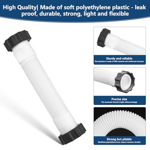 Alocs 11763 Pool Sand Filter Pump Hose Replacement for Intex Sand Filter Pumps & Saltwater Systems, 10 Inch Sand Filter Interconnecting Hose, White - Image 4