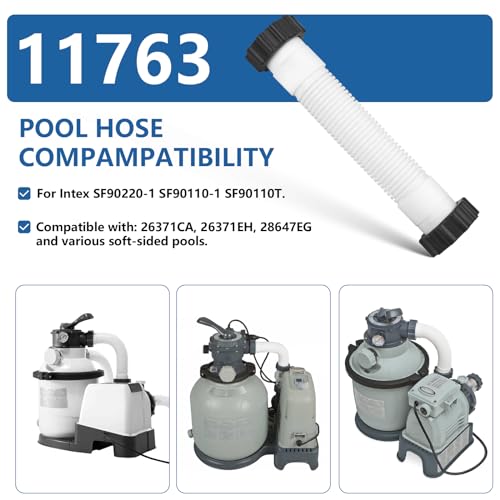 Alocs 11763 Pool Sand Filter Pump Hose Replacement for Intex Sand Filter Pumps & Saltwater Systems, 10 Inch Sand Filter Interconnecting Hose, White - Image 2