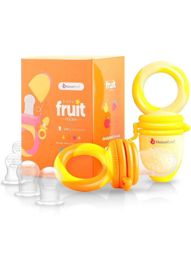 NatureBond Baby Food Feeder/Fruit Feeder Pacifier Nibbler (2 Pack) - Infant Teething Toy Teether Weaning in Appetizing Colors | + Additional Silicone Sacs - Image 1