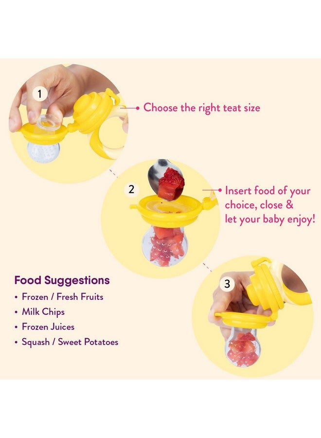 NatureBond Baby Food Feeder/Fruit Feeder Pacifier Nibbler (2 Pack) - Infant Teething Toy Teether Weaning in Appetizing Colors | + Additional Silicone Sacs - Image 5