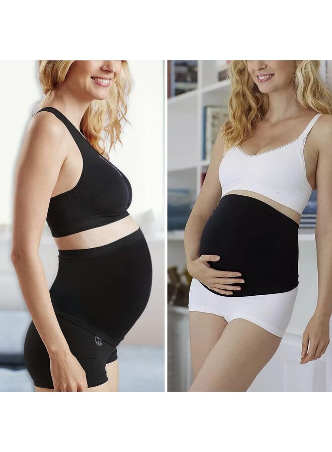 2 Pack Womens Maternity Belly Band for Pregnancy Non-slip Silicone Stretch Pregnancy Support Belly Belt Bands (Black, White) - Image 5