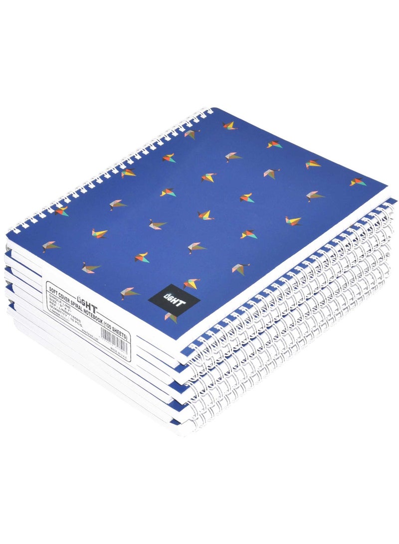 FIS LIGHT Pack of 10  Spiral Soft Cover Notebook, Single Line, 9X7 Inches (22.86 X 20.32 CM), 100 Sheets -LINB971609S - Image 1