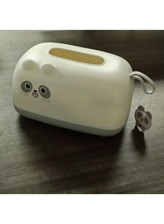 White Tissue Holder With Heart Eyes Smiling Face Bathroom Organizer Durable Plastic Space Saving For Home Office Kitchen - Image 1