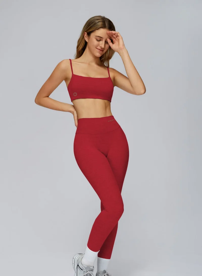 Kawn.yoga Carmine Red Square Neck Sports Bra for Women | Best Price UAE