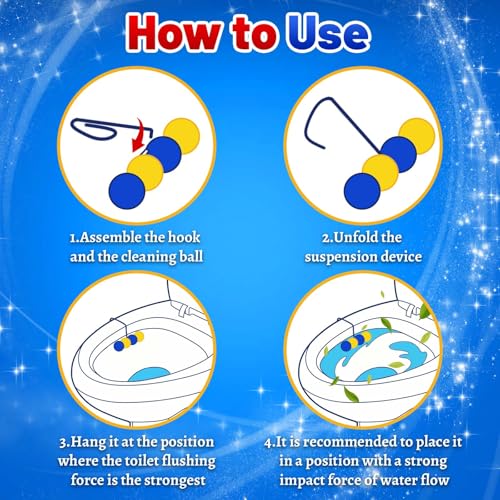 STRN Toilet Bowl Cleaners Rim Hanger, Toilet Bowl Cleaning Balls, Lemon & Magnolia Scents, Toilet Bowl Freshener, 8 Packs(32 balls) - Image 3