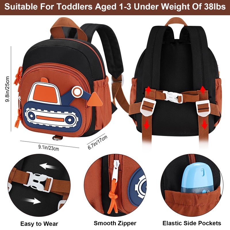 Accmor Toddler Leash Backpack, Children Safety Walking Harness Cute Excavator Bag with Anti Lost Wrist Link, Kids Travel Essential Mini Rucksack Back Pack with Strap Tether for Baby Boys - Image 2