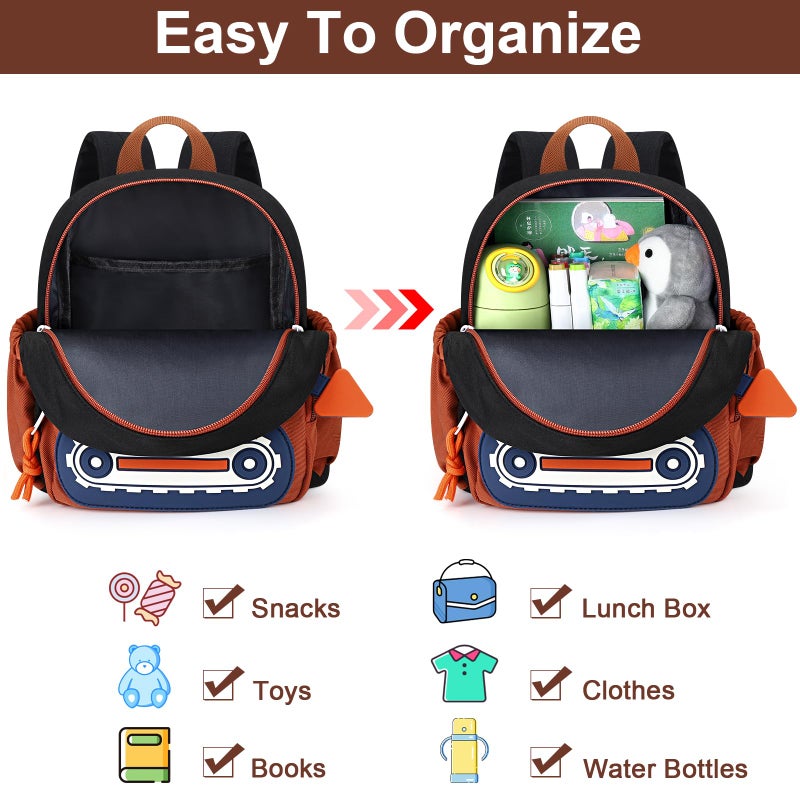 Accmor Toddler Leash Backpack, Children Safety Walking Harness Cute Excavator Bag with Anti Lost Wrist Link, Kids Travel Essential Mini Rucksack Back Pack with Strap Tether for Baby Boys - Image 3