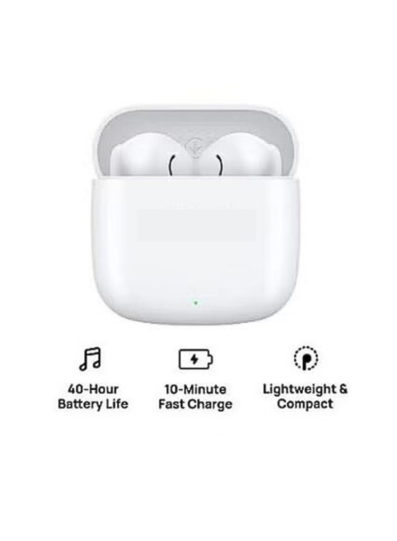 Ear Earphones, Wireless Bluetooth 5.3, 40-Hour Battery Life, 3 Hours of Music Playback on a 10-Minute Charge, Compact and Comfortable, IP54 Dust and Splash-Resistance Ceramic White