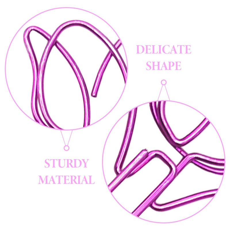 60pcs Tulip Shaped Metal Paper Clips Colorful Small Memo Document Holders for Office School Organization - Image 4
