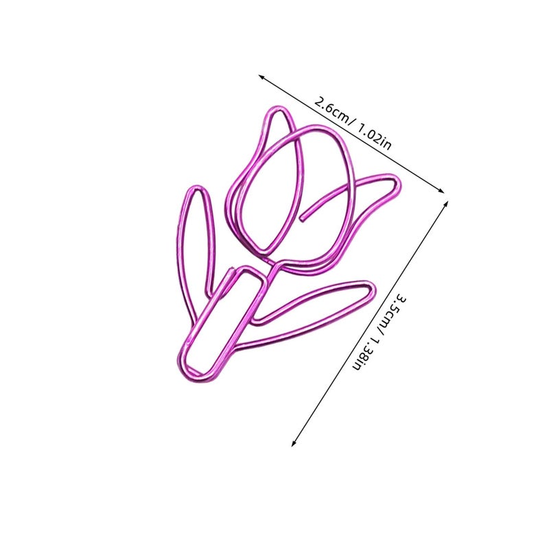 60pcs Tulip Shaped Metal Paper Clips Colorful Small Memo Document Holders for Office School Organization - Image 3