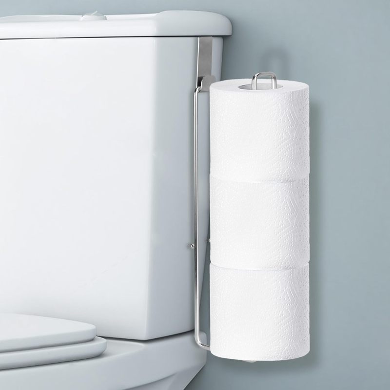 Toilet Paper Holder: Stainless Steel 3-Roll Capacity, Rust-Resistant Dual Installation - Space-Saving Design, Wall Mounted Tissue Holder for Small Bathrooms, RVs - Image 2