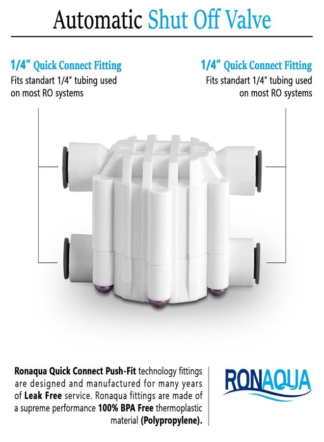 Ronaqua Automatic Shut off Valve Quick Connect 1/4" Inch Fittings for Water Filters/Reverse Osmosis RO Systems by Ronaqua - Image 5
