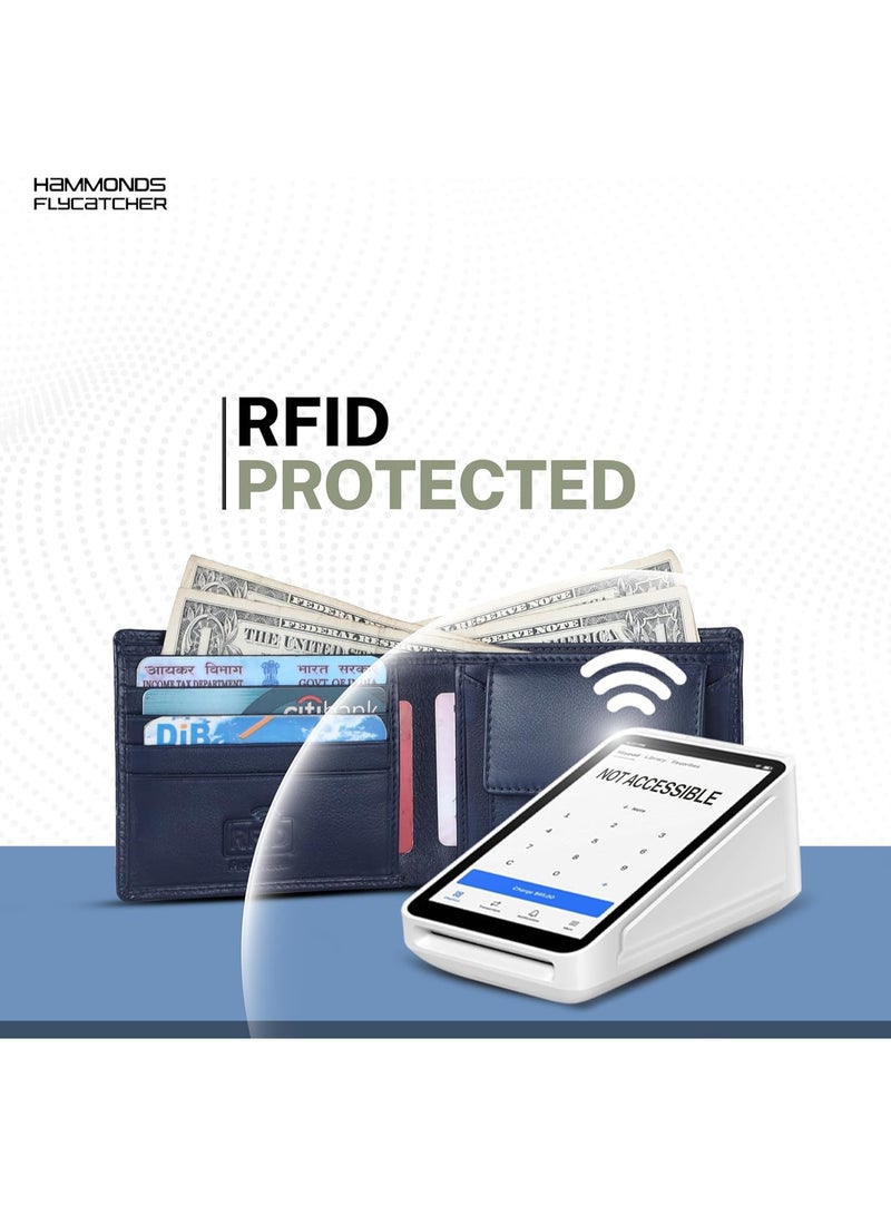  هاموندز فلاي كاتشر محفظة جلدية للرجال بحماية  للاستخدام اليومي كروك أزرق - Image 4