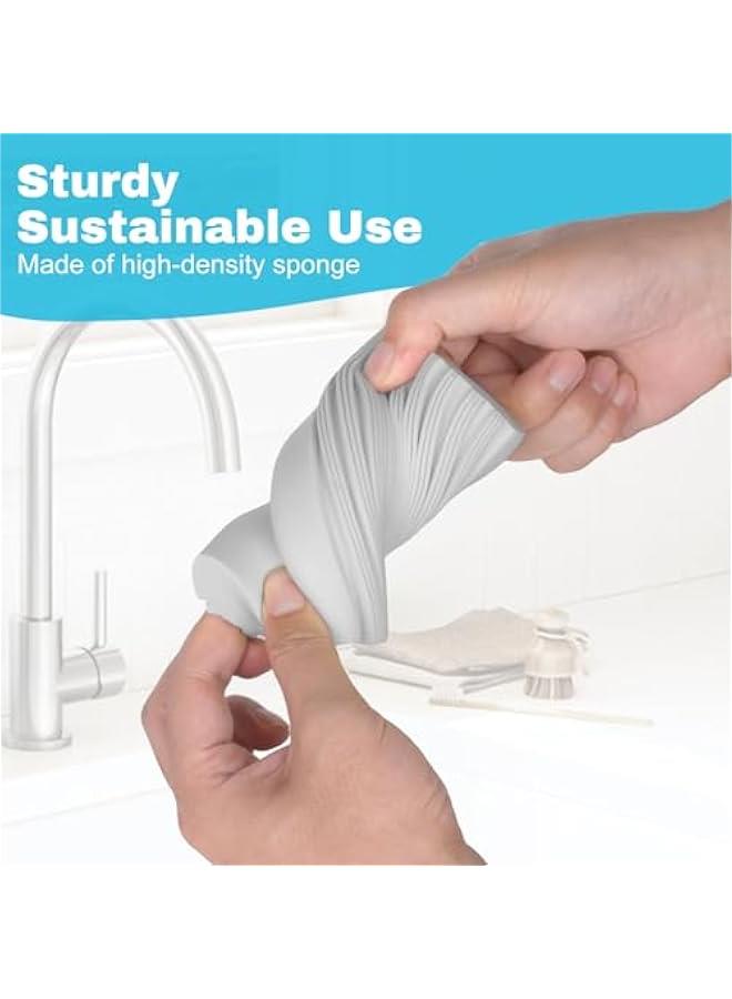 4pcs Damp Sponge Duster Grey, Household Clean Sponges Duster for Cleaning Baseboards Blinds, Vents, Window Trunk, Scrub Magic Dusting Sponge Eraser Reusable Wet Sponges Cleaning Supplies Tool - Image 2