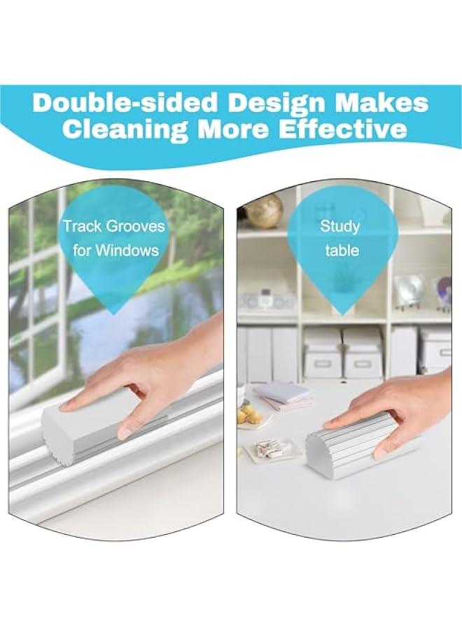 4pcs Damp Sponge Duster Grey, Household Clean Sponges Duster for Cleaning Baseboards Blinds, Vents, Window Trunk, Scrub Magic Dusting Sponge Eraser Reusable Wet Sponges Cleaning Supplies Tool - Image 5