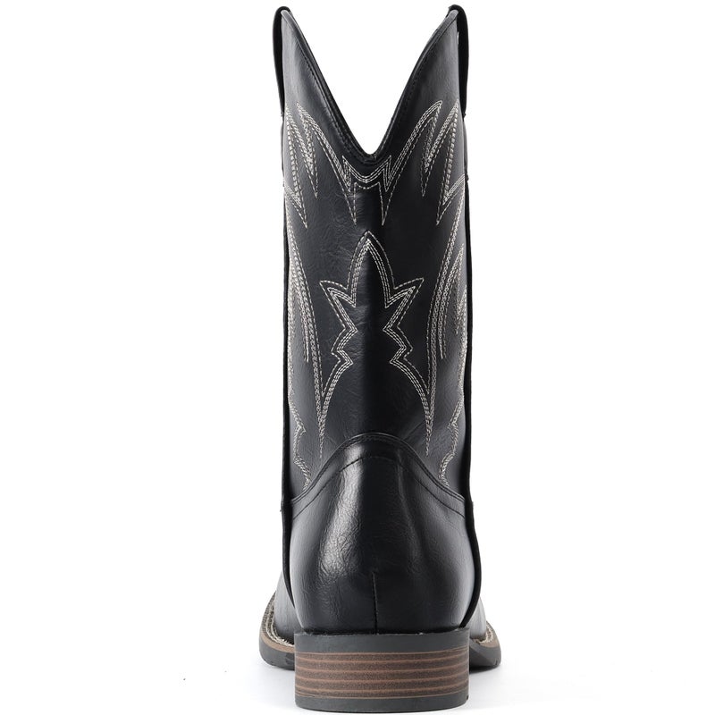 IUV Cowboy Boots For Men Square Toe Western Boots Durable Classic Embroidered Pull On Boot Slip Resistant Country Boot - Image 5