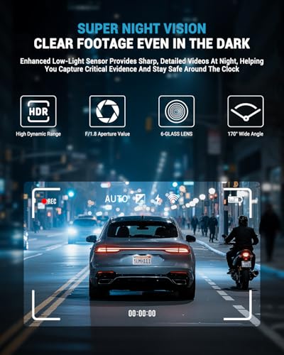 AVAPOW 4K Dash Cam Front for Cars, Free Hardwire Kit & 64GB Sd Card Included – WiFi 6, App Control, UHD 2160P, Built-in G-Sensor, Loop Recording, Night Vision, 170° Wide Angle, 24H Parking, WDR - Image 5