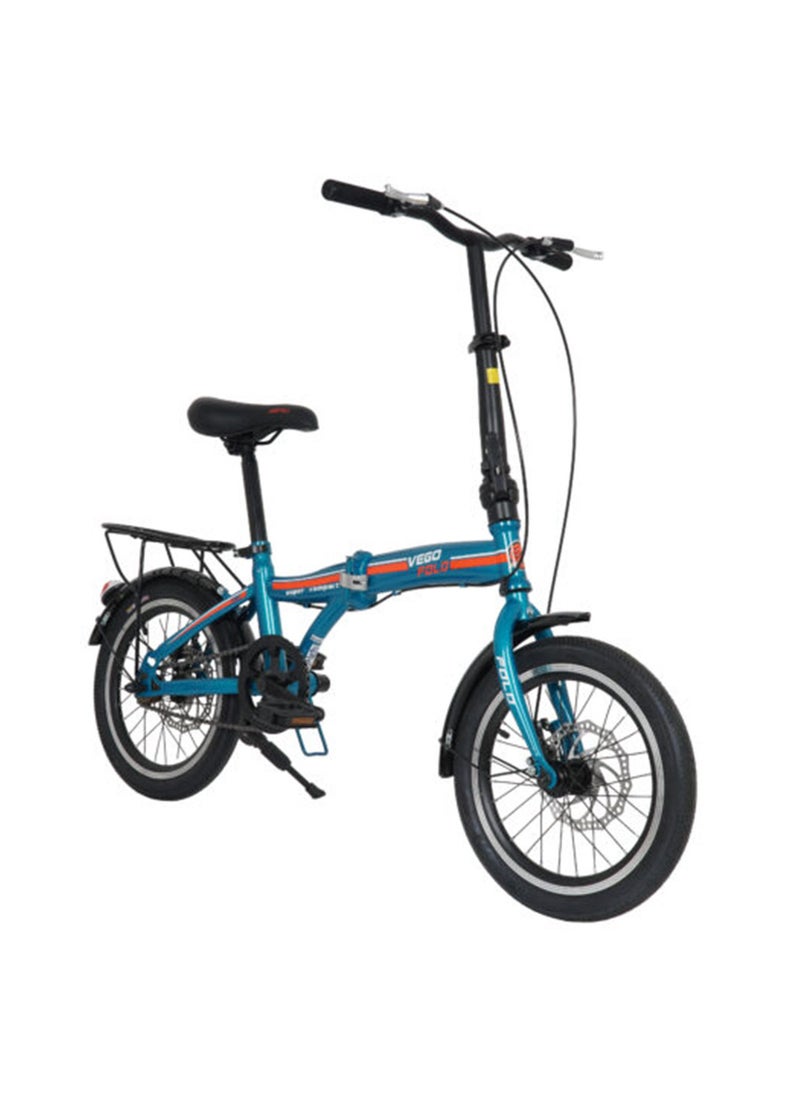 Vego - Fold 16 Inch Single Speed Folding Bike - Blue - Image 1