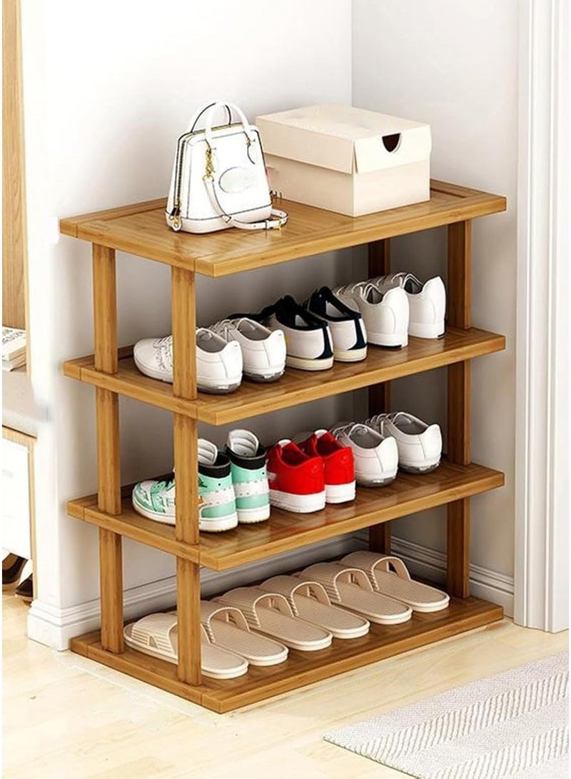 LINGWEI Shoe Rack Bamboo Shoes Cabinet 47x58x23cm Free Standing Entryway Shoe Tower Shelf Shoes Organizer - Image 1