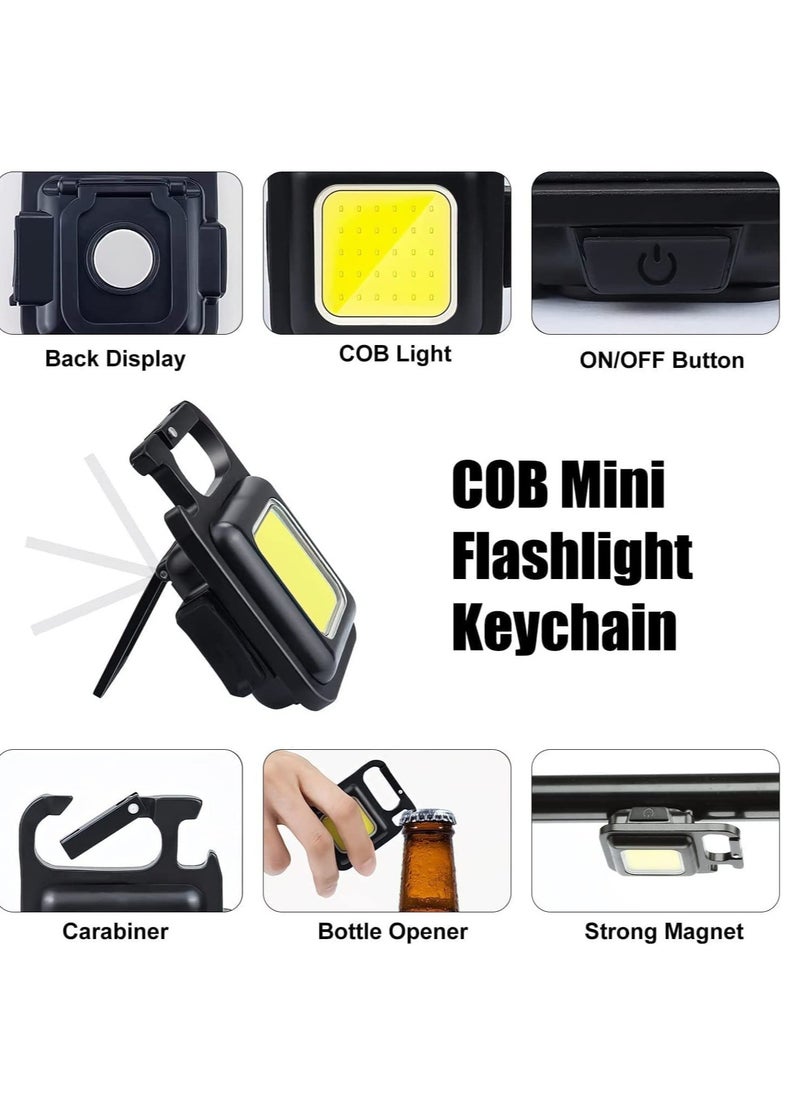 ELTRAZONE - Mini Flashlight, 800Lumens COB Bright Rechargeable Keychain Flashlights, Black, LEDLIG01-B - Image 1