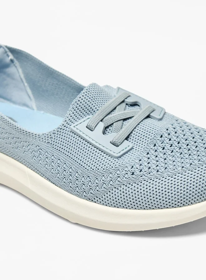 داش Textured Slip-On Sports Shoes with Lace-Up Detail