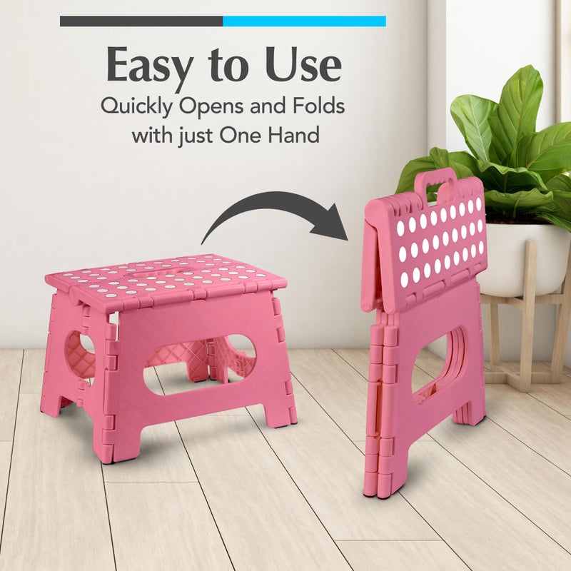Handy Laundry Folding Lightweight Step Stool - Sturdy Enough to Support Adults and Safe Enough for Kids - Opens Easy with One Flip - Great for Kitchen, Bathroom or Bedroom (Pink - 9 Inch) - Image 3