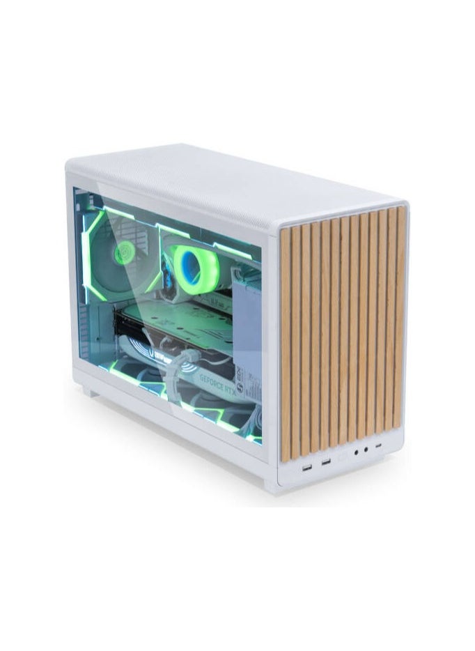 LIAN LI A3-mATX Computer Case, Up to 360mm Radiator & 10x Fan Support, Mesh & Tempered Glass Panels, 26.3L Minimalistic Sleek Design, White (Wood Edition) | A3-mATX-WDG  - Image 4