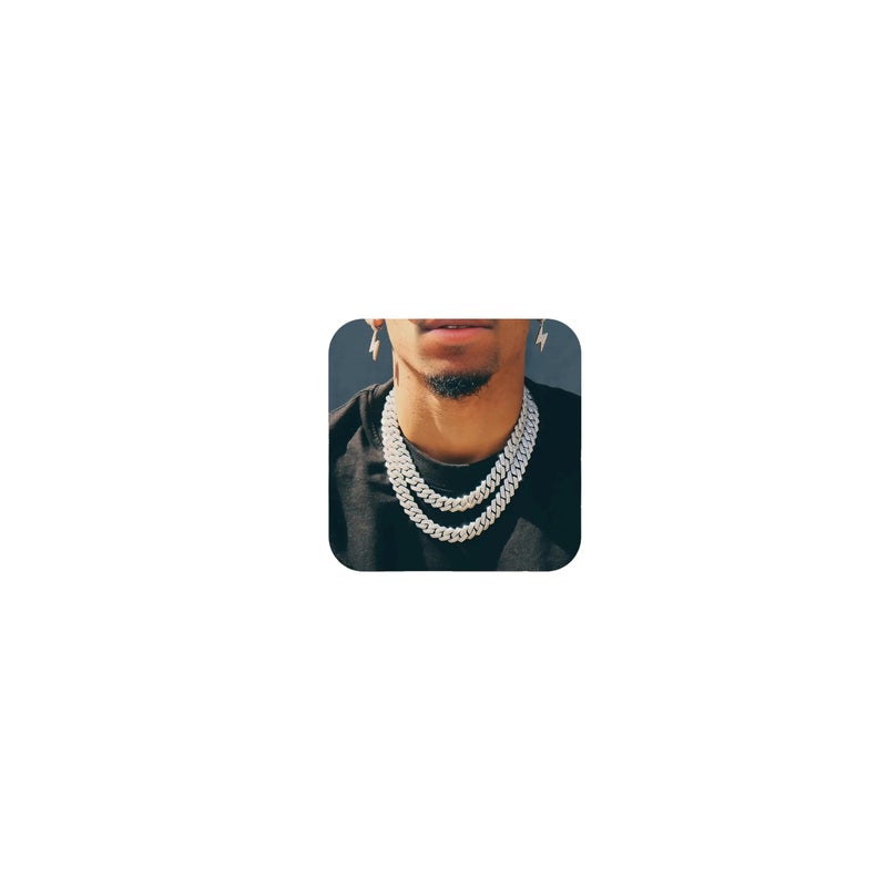 APaztip Mens Cuban Link Chain Silver 20'' Necklace Iced Out Thick Chain For Women Bling Diamond Cut Cuban Link Chains For Men Hip Hop Jewelry - Image 1