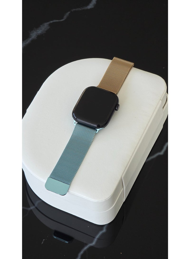 Premium 46mm Milanese Magnetic Loop Watch Band | Stainless Steel Metal Mesh Strap | Blue & Bronze - Image 1