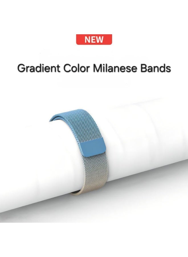 Premium 46mm Milanese Magnetic Loop Watch Band | Stainless Steel Metal Mesh Strap | Blue & Bronze - Image 2