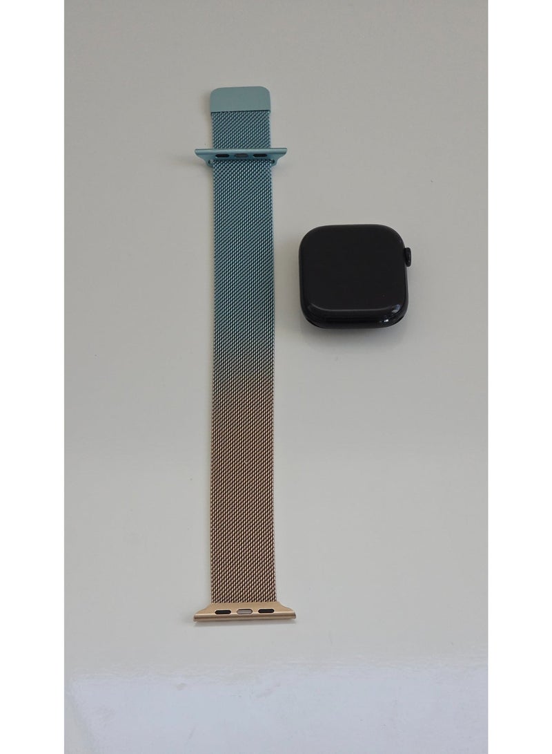 Premium 46mm Milanese Magnetic Loop Watch Band | Stainless Steel Metal Mesh Strap | Blue & Bronze - Image 4