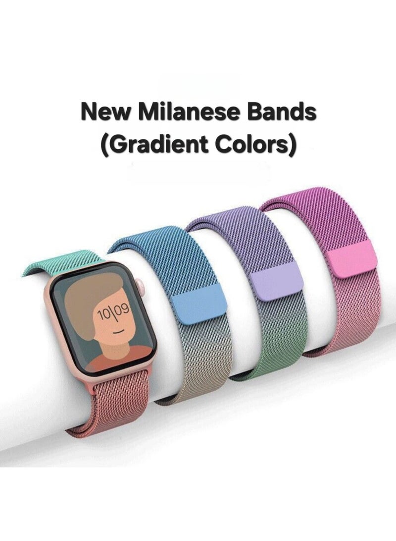 Premium 46mm Milanese Magnetic Loop Watch Band | Stainless Steel Metal Mesh Strap | Blue & Bronze - Image 5