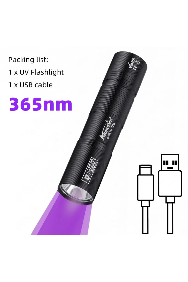 14500 black 365nm 365nm UV Flashlight USB Rechargeable Mini Palm Ultraviolet Nail lamp Torch Pets Ur
