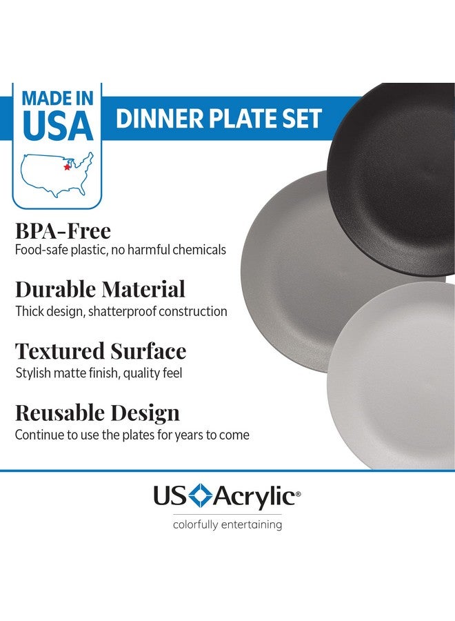 US Acrylic Everest Ultra-Durable Plastic 10 inch Dinner Plates in Grey Stone | Set of 6 Reusable, BPA-Free, Made in the USA, Dishwasher Safe Dinnerware - Image 2