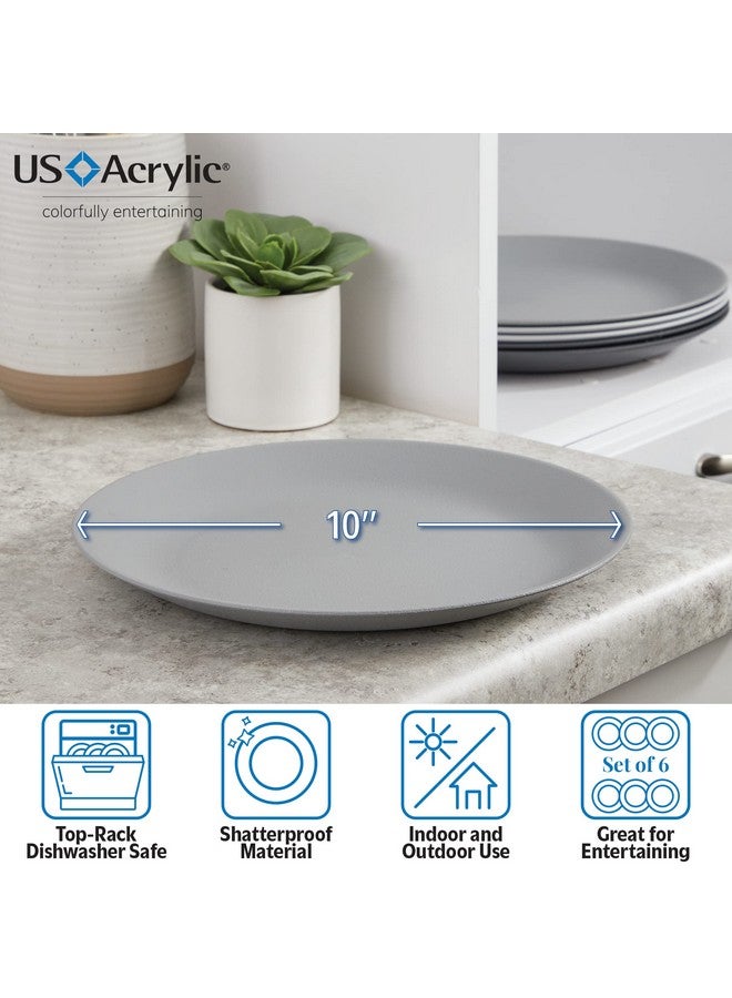 US Acrylic Everest Ultra-Durable Plastic 10 inch Dinner Plates in Grey Stone | Set of 6 Reusable, BPA-Free, Made in the USA, Dishwasher Safe Dinnerware - Image 3