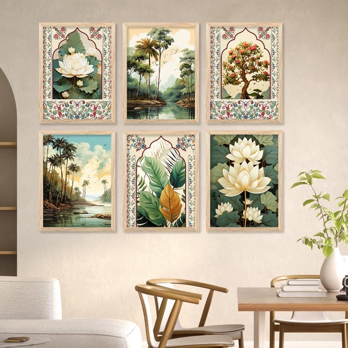 MADHUBANI WALL ART PRINTS FOR HOME AND OFFICE DECOR ART DIGITAL PAINTING FOR BEDROOM LIVING ROOM OFFICE WALL DECORATION 13X17 J PACK OF 6