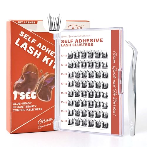 GAQQI Self Adhesive Lash Clusters Pre Glued Eyelashes 1014mm Wispy Cluster Lashes Press On No Glue False Eyelashes Strong Adhesive Reusable GluelessPG4 - Image 1