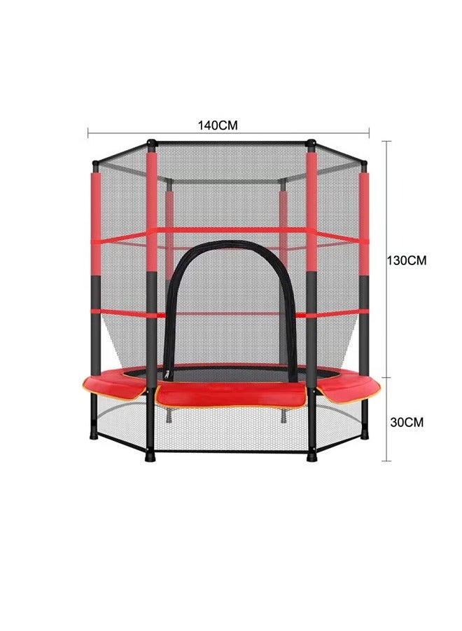 أَرَوْن ترامبولين للأطفال خارجي وداخلي شديد التحمل مع شبكة أمان (140*140*160 سم)، محمول لضمان الترفيه الآمن، يمكن اللعب على الترامبولين لشخصين - Image 3