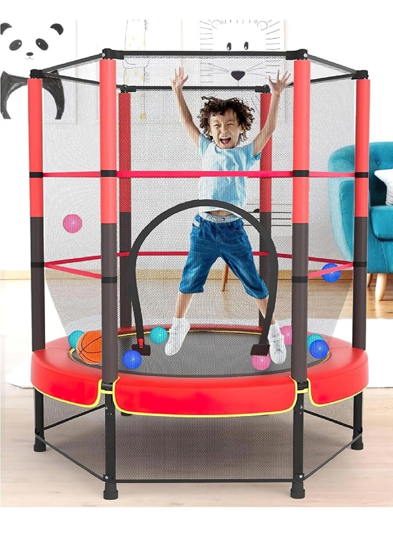 أَرَوْن ترامبولين للأطفال خارجي وداخلي شديد التحمل مع شبكة أمان (140*140*160 سم)، محمول لضمان الترفيه الآمن، يمكن اللعب على الترامبولين لشخصين - Image 5