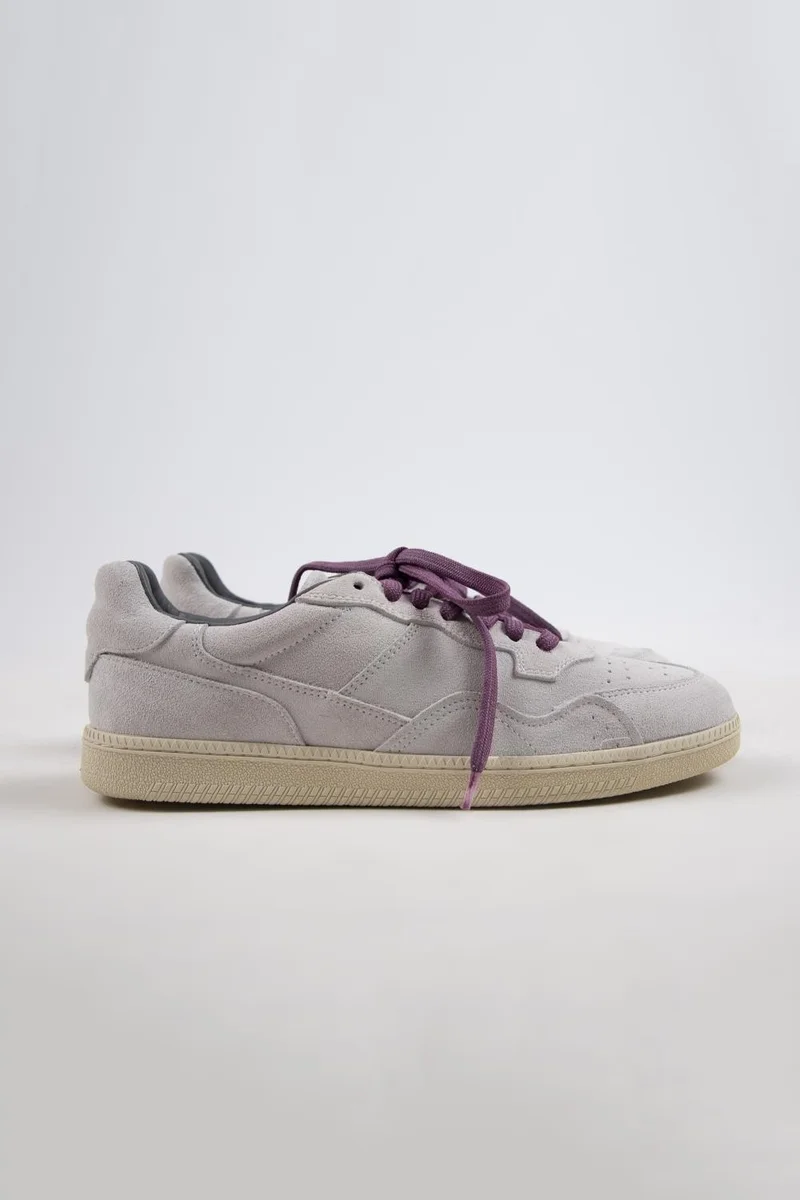 Manijero Krahe Zeus Men's Genuine Leather Hand-Painted White Sneakers with Laces and Two Spare Laces