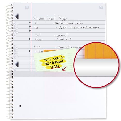 Five Star Spiral Notebook + Study App, 1 Subject, Wide Ruled, 8" x 10-1/2", 80 Sheets, Fights Ink Bleed, Water Resistant Cover, Pastel Tie Dye (930210F-ECM) - Image 5