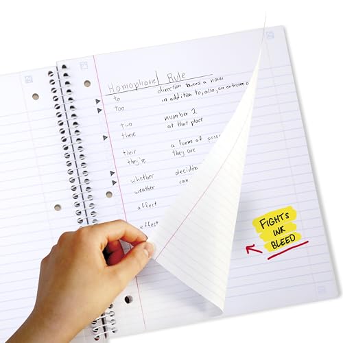 Five Star Spiral Notebook + Study App, 1 Subject, Wide Ruled, 8" x 10-1/2", 80 Sheets, Fights Ink Bleed, Water Resistant Cover, Pastel Tie Dye (930210F-ECM) - Image 4