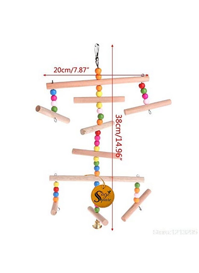 Sage Square Sage Square Giant Playful Natural Wood Bead Swing Toy for Parrot, Budgies, Cockatiel, Lovebird, Budgerigar, Sun Conure, Finch, African Grey, Canary, Cockatoo, Macaw Birds  - Image 2