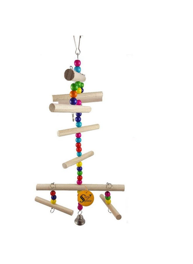 Sage Square Sage Square Giant Playful Natural Wood Bead Swing Toy for Parrot, Budgies, Cockatiel, Lovebird, Budgerigar, Sun Conure, Finch, African Grey, Canary, Cockatoo, Macaw Birds  - Image 4