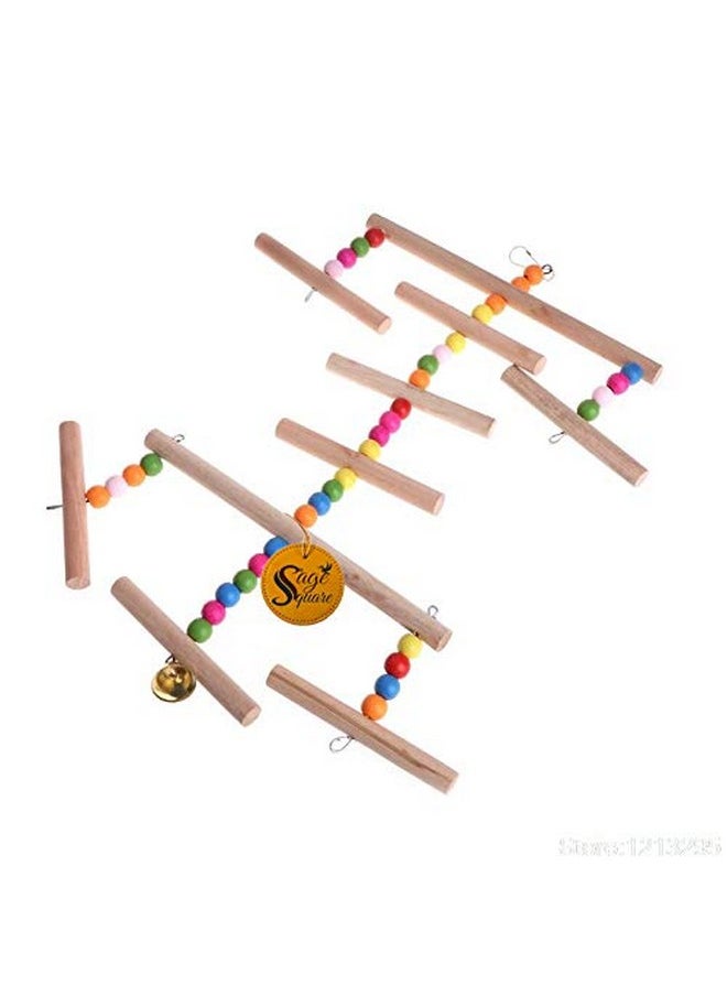 Sage Square Sage Square Giant Playful Natural Wood Bead Swing Toy for Parrot, Budgies, Cockatiel, Lovebird, Budgerigar, Sun Conure, Finch, African Grey, Canary, Cockatoo, Macaw Birds  - Image 3