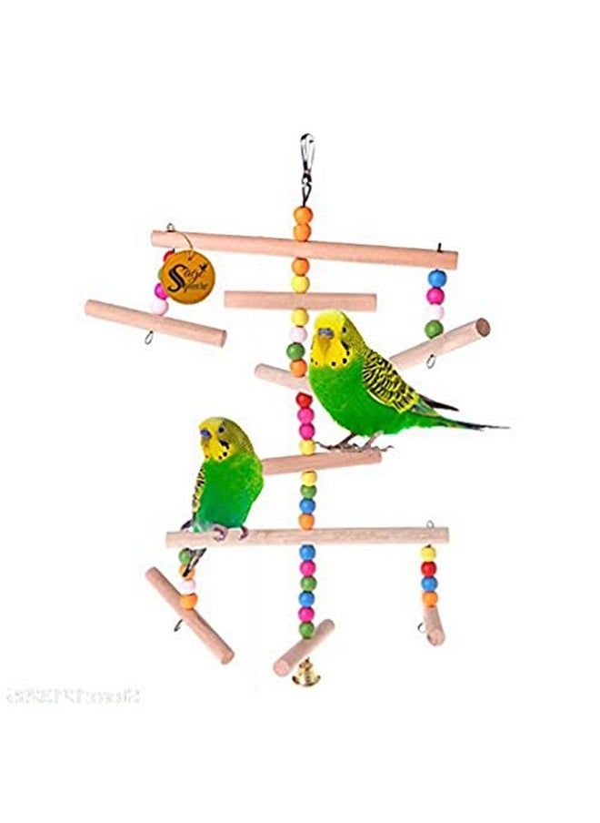 Sage Square Sage Square Giant Playful Natural Wood Bead Swing Toy for Parrot, Budgies, Cockatiel, Lovebird, Budgerigar, Sun Conure, Finch, African Grey, Canary, Cockatoo, Macaw Birds  - Image 1